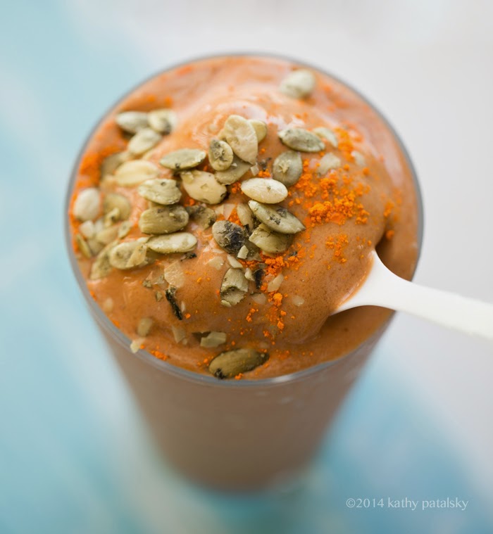 trinity smoothie with turmeric and pumpkin seeds vegan smoothie with turmeric