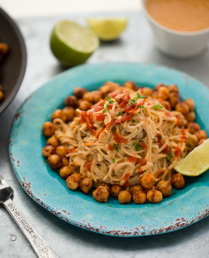 Speedy Sriracha-Peanut Soba Noodles with Smoky Maple Chickpeas