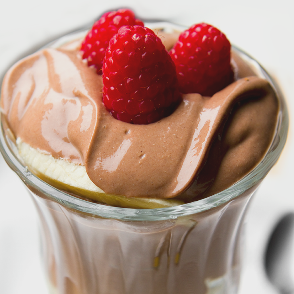 tofu pudding chocolate with raspberries