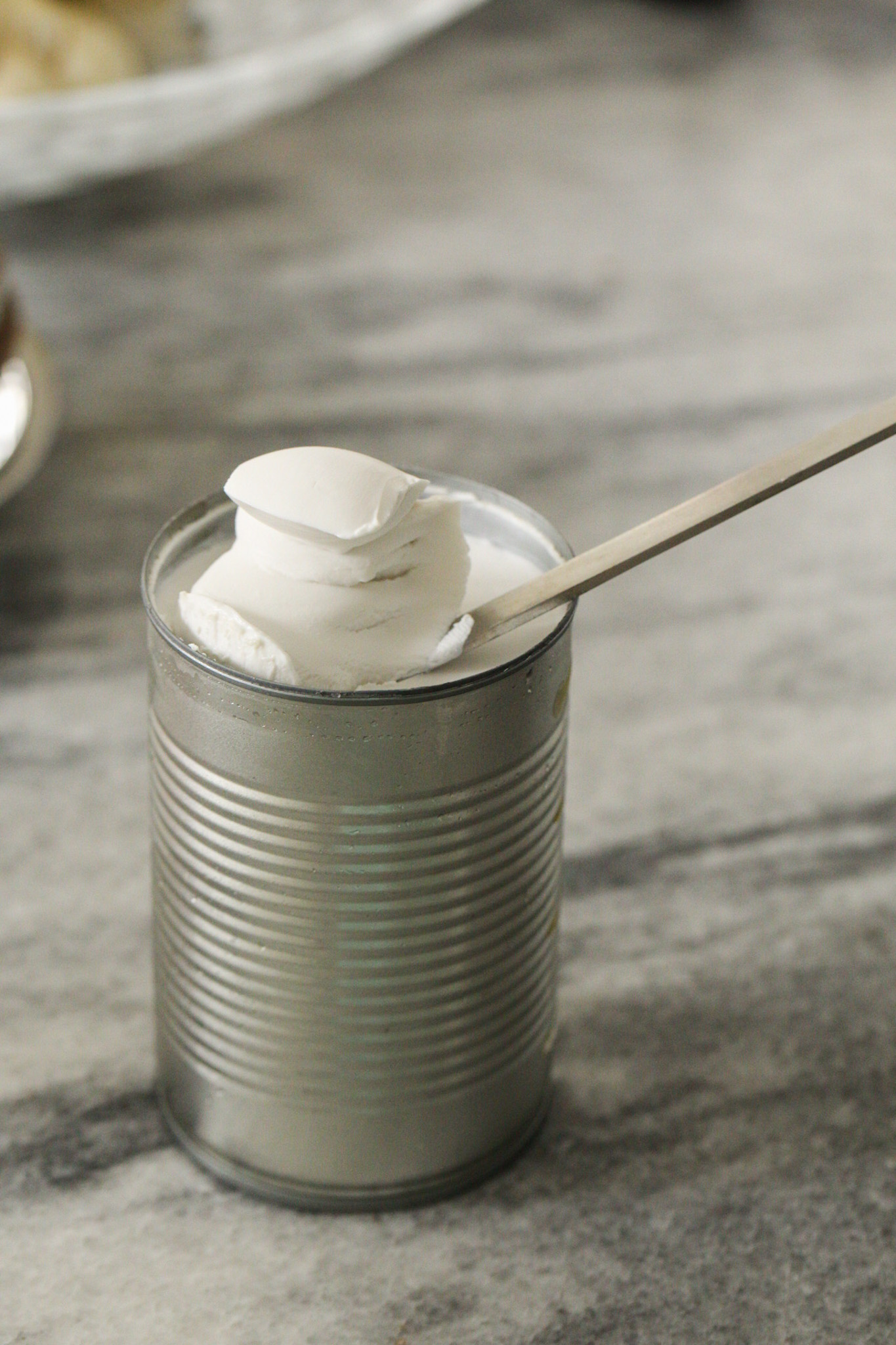 chilled coconut milk in a can