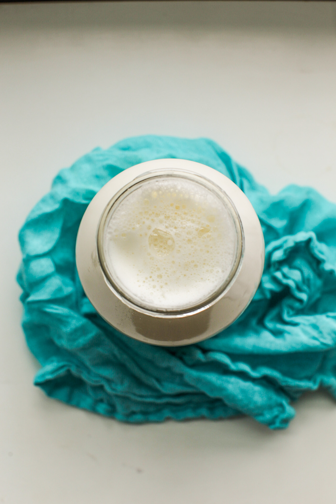 Homemade soy milk in jar