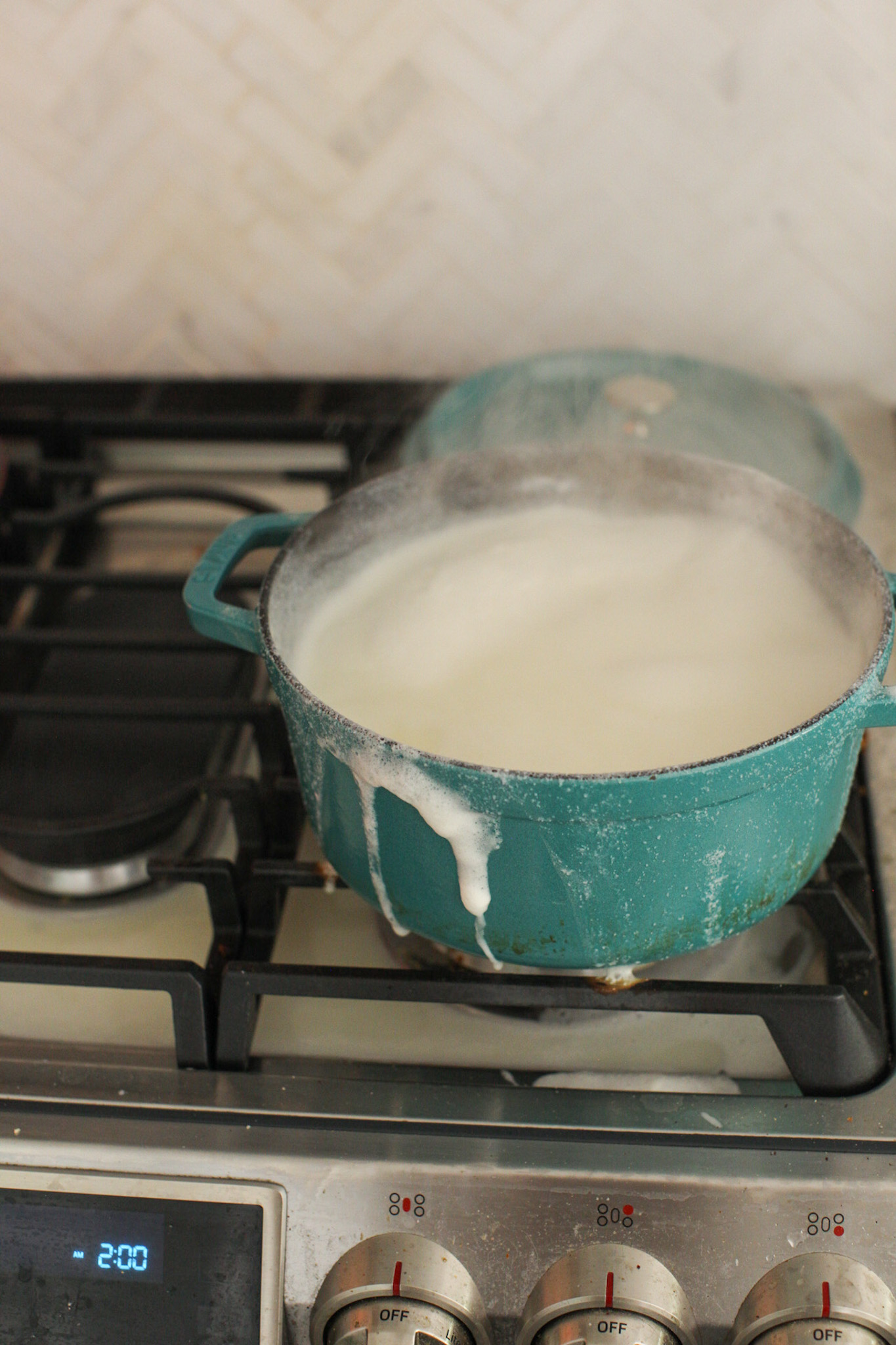 soy milk boiled over on stove