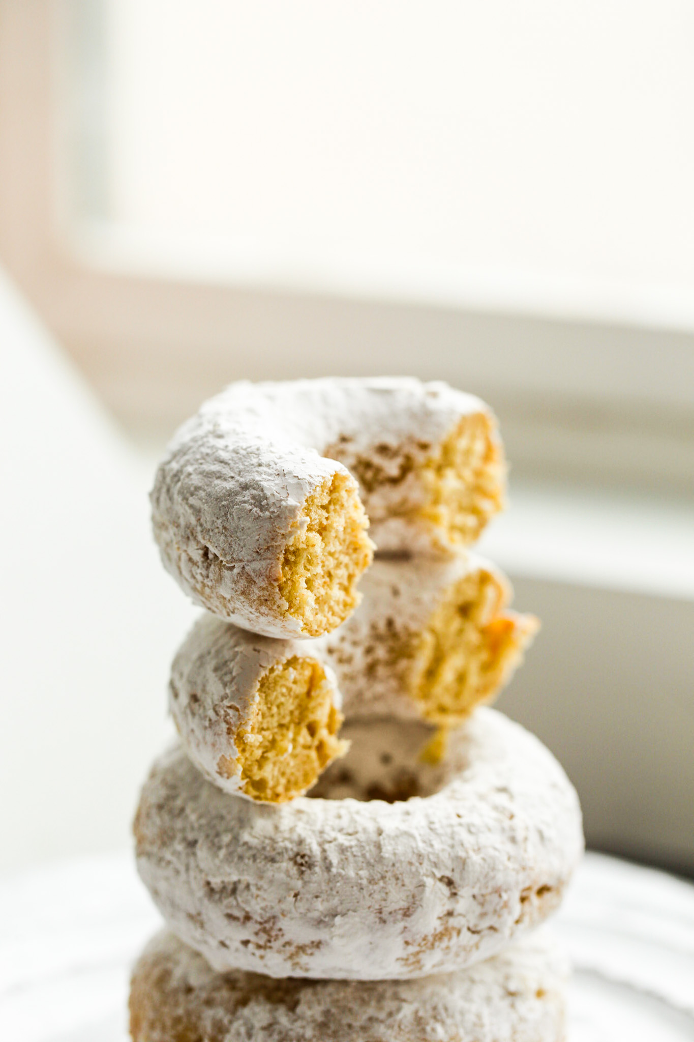 sliced powdered donuts