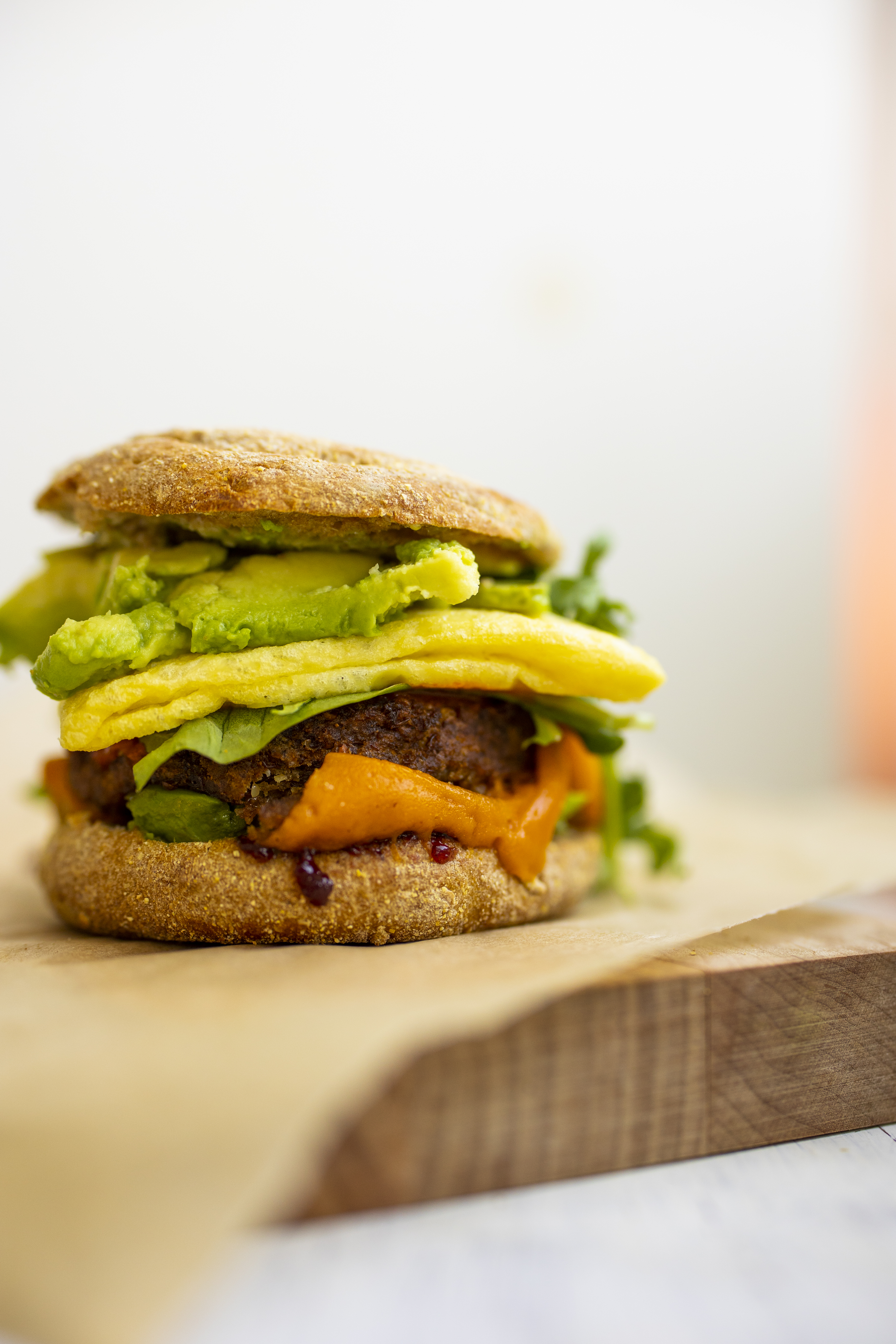 vegan egg in a breakfast sandwich