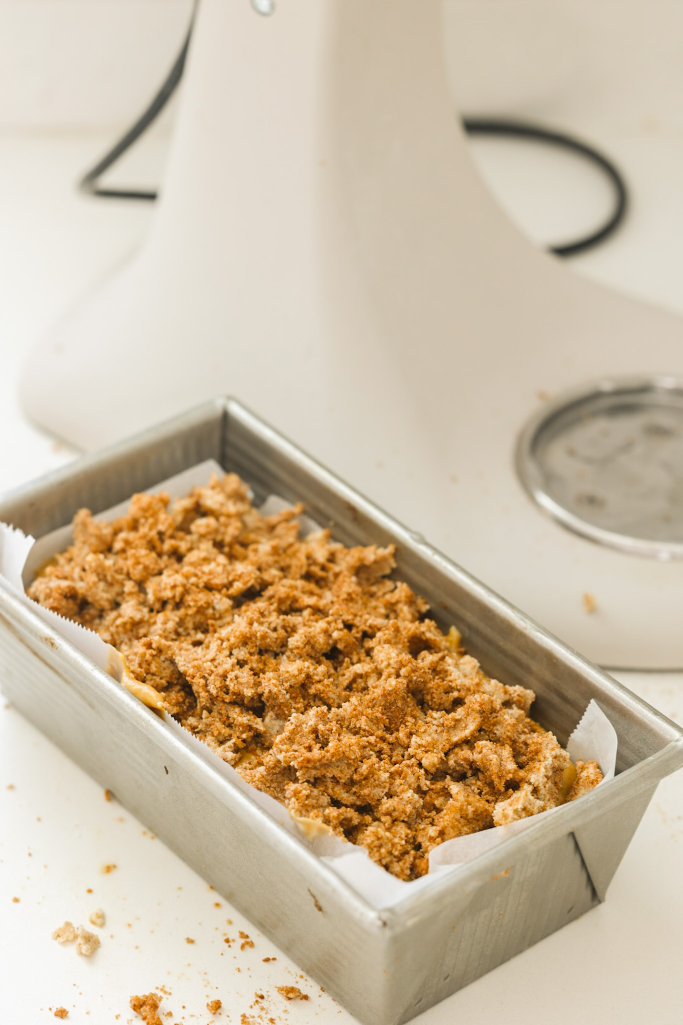 batter and streusel topping before baking