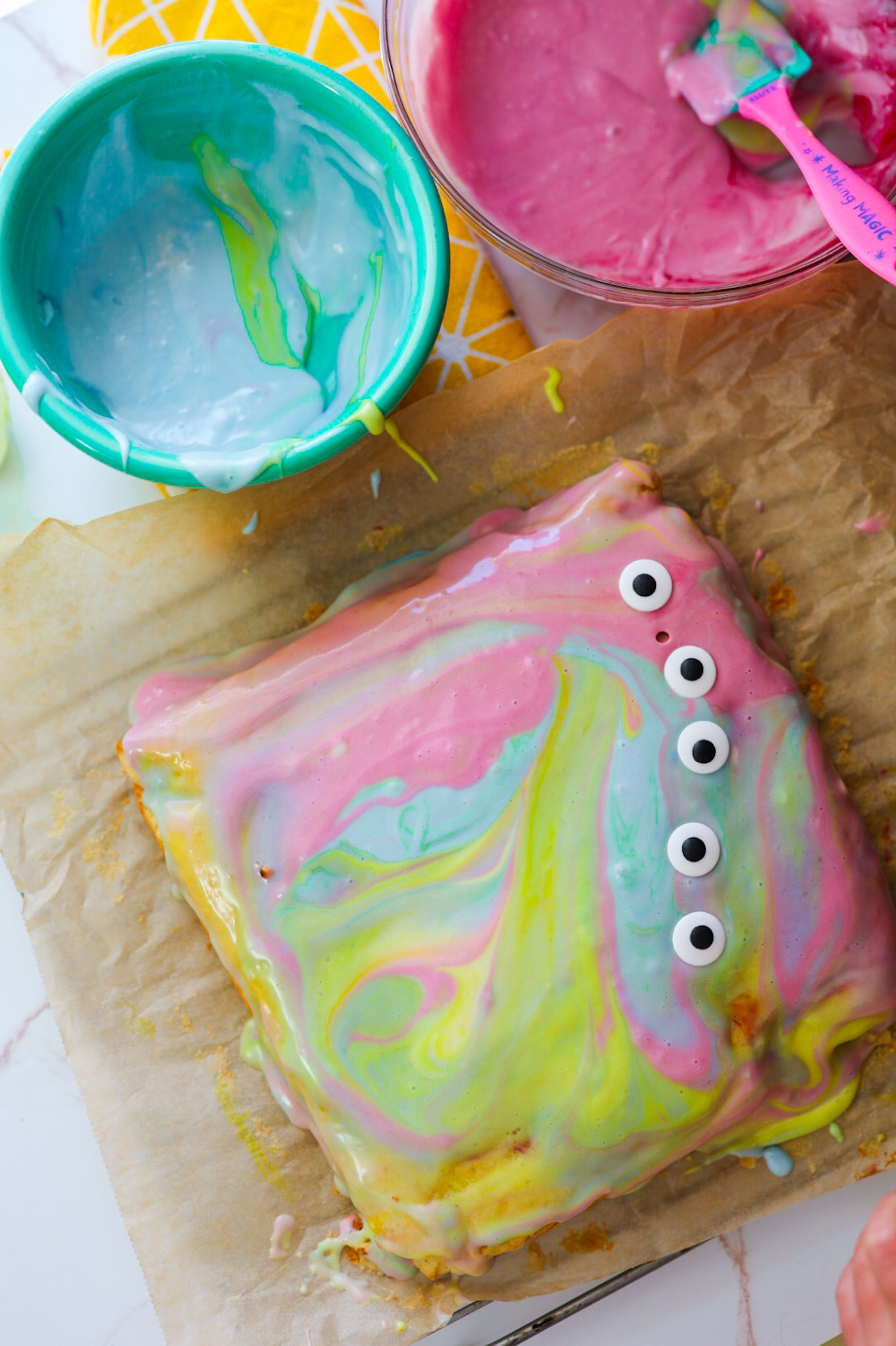 frostings and cake swirly colors