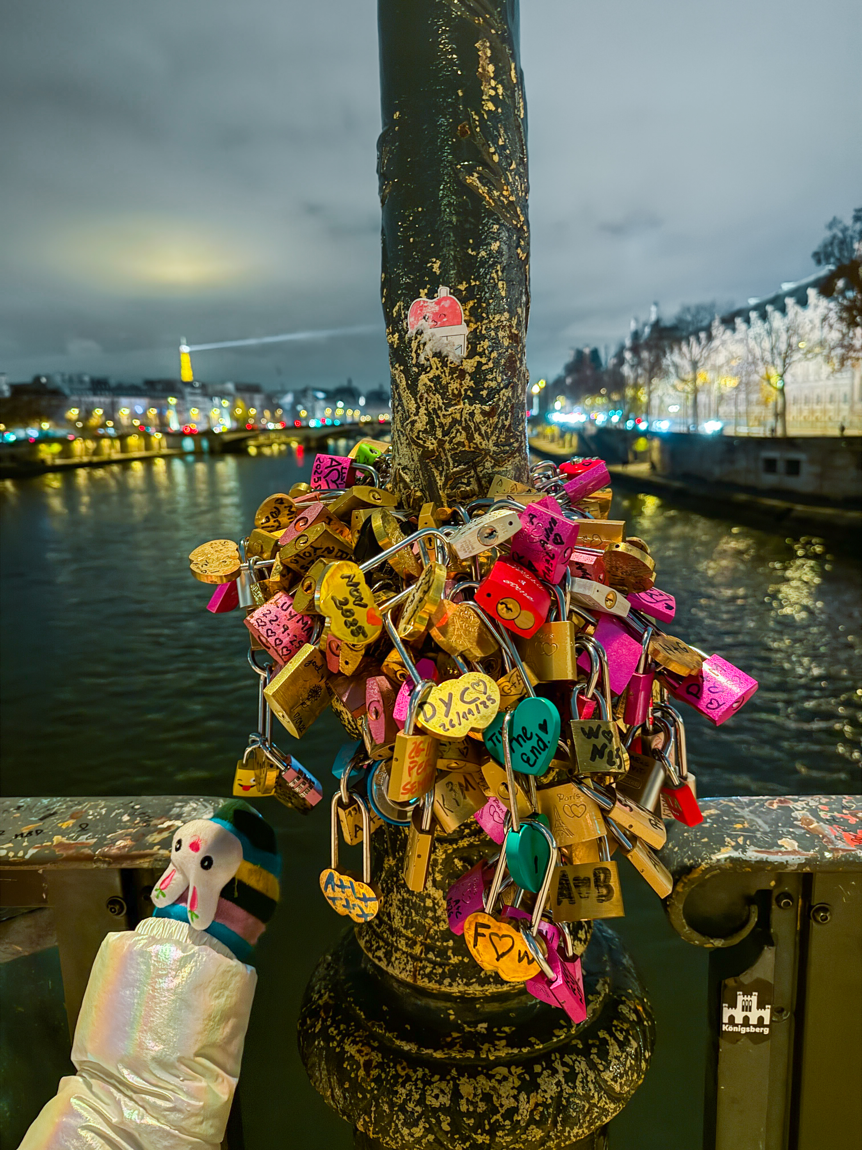 locks on the bridge Paris colorful locks